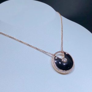 Vòng Cổ Nữ Amulette De Cartier Mã Não Kim Cương Tự Nhiên Vàng Hồng 18K (2)