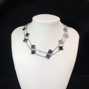 Vòng Cổ Nữ Van Cleef & Arpels Vintage Alhambra Chế Tác Đá Quý Vàng Trắng 18K (2)