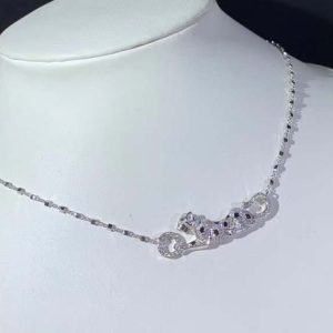 Vòng Cổ Panthère De Cartier Chế Tác Mã Não Kim Cương Tự Nhiên Vàng Trắng 18K (2)
