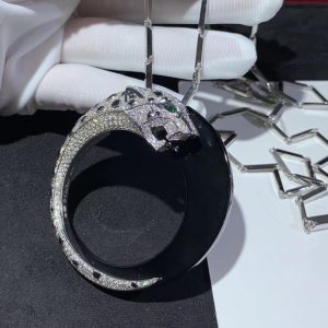 Vòng Cổ Panthère De Cartier Chế Tác Mã Não Kim Cương Tự Nhiên Vàng Trắng 18K (2)