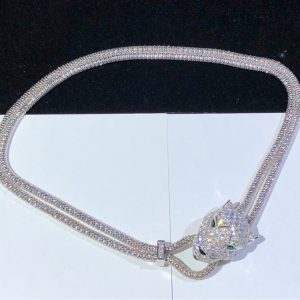 Vòng Cổ Panthère De Cartier Chế Tác Ngọc Lục Bảo Kim Cương Tự Nhiên Vàng Trắng 18K (2)