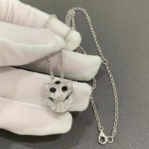 Vòng Cổ Panthère De Cartier Chế Tác Vàng Trắng 18K Đính Kim Cương Tự Nhiên (2)