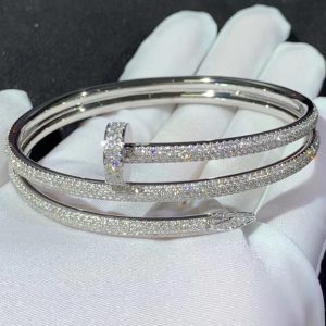 Vòng Tay Cartier Juste Un Clou Cuốn 3 Vòng Chế Tác Vàng Trắng 18K Kim Cương Tự Nhiên (2)