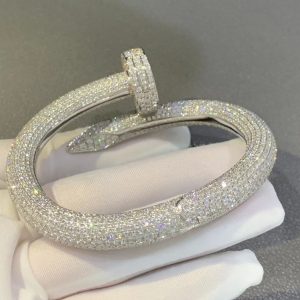 Vòng Tay Cartier Juste Un Clou Đính Full Kim Cương Tự Nhiên Vàng Trắng 18K (2)