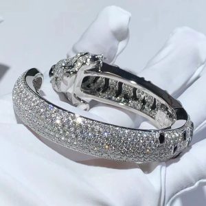 Vòng Tay Cartier Thiết Kể Hình Hổ Vằn Chế Tác Vàng Trắng 18K Kim Cương Tự Nhiên (2)