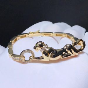 Vòng Tay Chế Tác Vàng Hồng 18K Đính Kim Cương Tự Nhiên Panthère De Cartier (1)