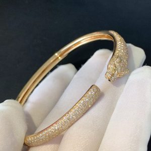 Vòng Tay Nữ Panthère De Cartier Chế Tác Vàng 18K Đính Kim Cương Tự Nhiên (2)