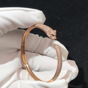 Vòng Tay Pathere De Cartier Chế Tác Kim Cương Tự Nhiên Vàng Hồng 18K (2)