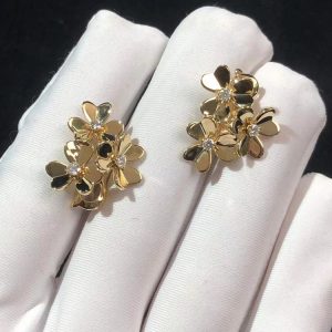 Bông Tai Nữ Van Cleef & Arpels Frivole Chế Tác Vàng 18K Đính Kim Cương Tự Nhiên (2)