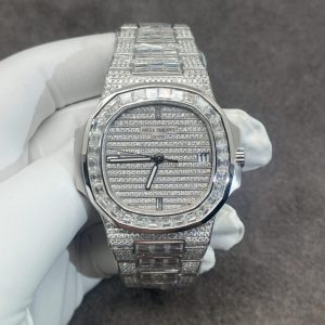 Đồng Hồ Patek Philippe Chế Tác Vàng Trắng Kim Cương CVD Nautilus 5719 40mm (6)