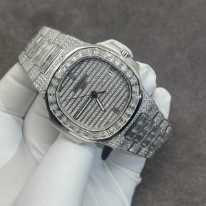 Đồng Hồ Patek Philippe Chế Tác Vàng Trắng Kim Cương CVD Nautilus 5719 40mm (6)