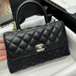 Túi Xách Chanel Coco Replica 11 Nữ Da Bê Màu Đen 24x14x10cm (2)