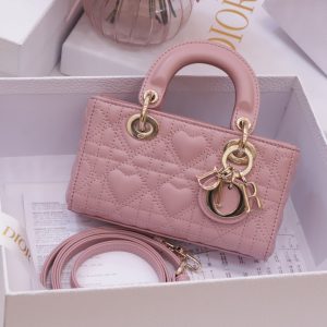 Túi Xách Dior Lady D-Joy Siêu Cấp Nữ Màu Hồng Hoạ Tiết Trái Tim 16 (2)