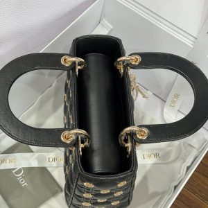 Túi Xách Dior Lady Like Auth Nữ Màu Đen Hoạ Tiết Ông Mặt Trời 20cm (2)