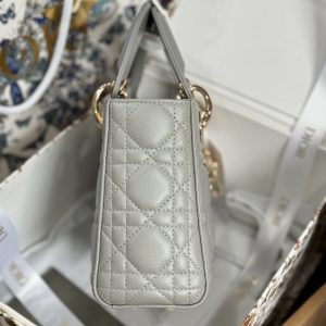 Túi Xách Dior Lady Like Auth Nữ Màu Xám Khoá Vàng 17cm (2)