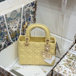 Túi Xách Dior Lady Nữ Da Cừu Màu Vàng Rep 11 Cao Cấp 20cm (2)