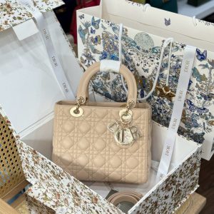 Túi Xách Dior Lady Nữ Màu Be Replica 11 Cao Cấp 24cm (2)