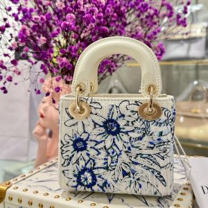 Túi Xách Dior Lady Replica 11 Nữ Hoạ Tiết Đính Cườm 12x10 (2)