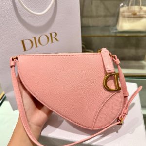 Túi Xách Hàng Hiệu Dior Saddle Nữ Da Bò Màu Hồng 20x15x4cm (2)