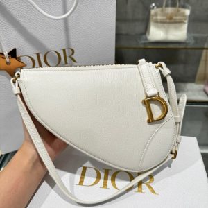 Túi Xách Hàng Hiệu Dior Saddle Nữ Da Bò Màu Trắng 20x15x4cm (2)