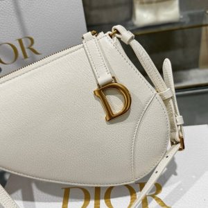 Túi Xách Hàng Hiệu Dior Saddle Nữ Da Bò Màu Trắng 20x15x4cm (2)