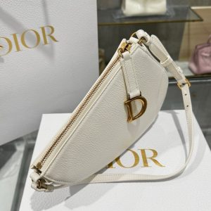 Túi Xách Hàng Hiệu Dior Saddle Nữ Da Bò Màu Trắng 20x15x4cm (2)
