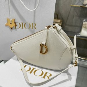 Túi Xách Hàng Hiệu Dior Saddle Nữ Da Bò Màu Trắng 20x15x4cm (2)