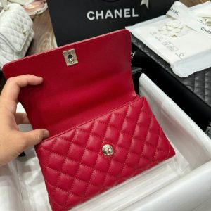 Túi Xách Nữ Chanel Coco Rep 11 Cao Cấp Da Bê Màu Đỏ 24x14x10cm (2)