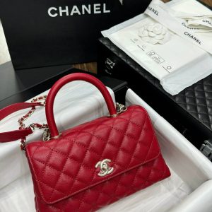 Túi Xách Nữ Chanel Coco Rep 11 Cao Cấp Da Bê Màu Đỏ 24x14x10cm (2)