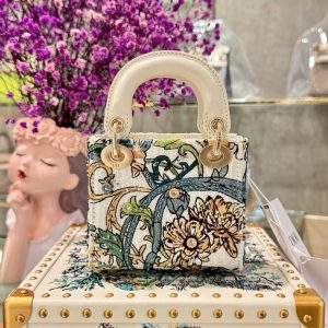 Túi Xách Nữ Dior Lady Replica 11 Hoạ Tiết Con Voi Khoá Vàng Hồng 12×10 (2)