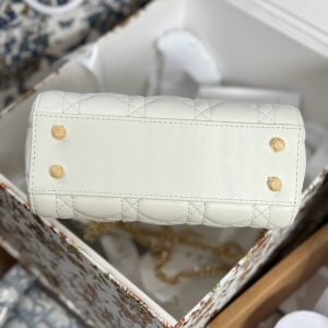 Túi Xách Nữ Dior Lady Replica 11 Màu Trắng Khoá Vàng 17cm (2)