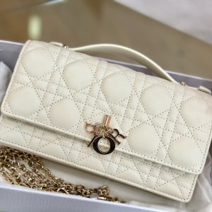 Túi Xách Nữ Dior Woc Màu Trắng Khoá Mạ Vàng Hồng Siêu Cấp 21×11.5×4 (2)