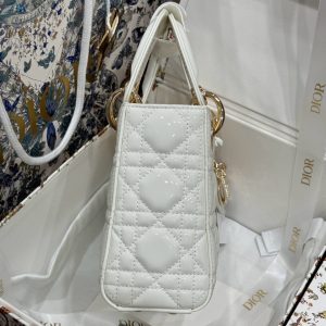 Túi Xách Rep 11 Dior Lady Nữ Da Bóng Màu Trắng 17cm (2)