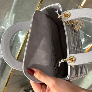 Túi Xách Rep 11 Dior Lady Nữ Da Cừu Màu Xàm 20cm (2)