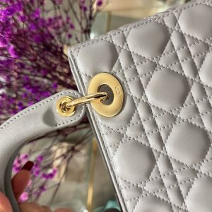 Túi Xách Rep 11 Dior Lady Nữ Da Cừu Màu Xàm 20cm (2)