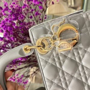 Túi Xách Rep 11 Dior Lady Nữ Da Cừu Màu Xàm 20cm (2)