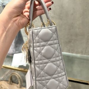 Túi Xách Rep 11 Dior Lady Nữ Da Cừu Màu Xàm 20cm (2)