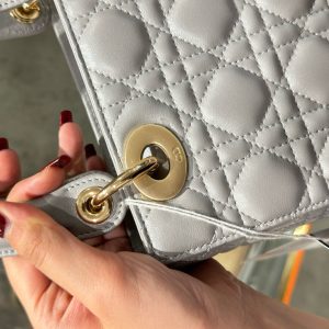 Túi Xách Rep 11 Dior Lady Nữ Da Cừu Màu Xàm 20cm (2)