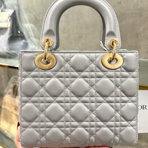 Túi Xách Rep 11 Dior Lady Nữ Da Cừu Màu Xàm 20cm (2)
