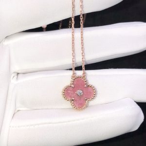 Vòng Cổ Chế Tác Van Cleef & Arpels Vintage Alhambra Đá Quý Vàng Hồng 18K (2)