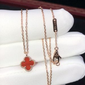 Vòng Cổ Nữ Chế Tác Van Cleef & Arpels Vintage Alhambra Đá Quý Tự Nhiên Vàng Hồng 18K (2)