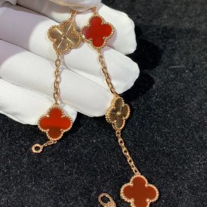 Vòng Tay Van Cleef & Arpels Vintage Alhambra Màu Đỏ Chế Tác Đá Quý Vàng Hồng 18K (2)