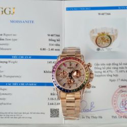 Đồng Hồ Rolex Daytona Rainbow 116595 Chế Tác Bọc Vàng Thật + Ruby + Kim Cương Moissanite 40mm (11)