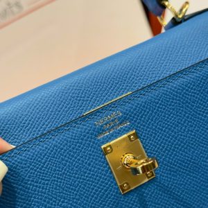 Túi Xách Hermes Kelly Nữ Màu Xanh Dương Khoá Vàng Like Auth 25cm (2)