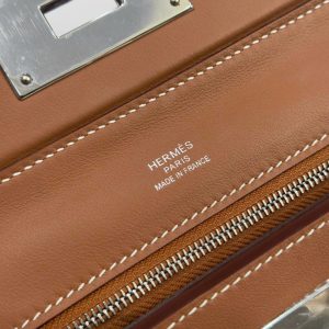 Túi Xách Hermes Mini Evercolor Replica 11 Màu Nâu Khoá Trắng 21cm (2)