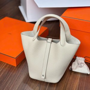 Túi Xách Hermes Picotin Like Auth Nữ Màu Trắng 18cm (2)
