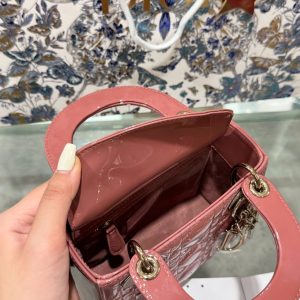Túi Xách Nữ Dior Lady Replica 11 Cao Cấp Da Bóng Màu Hồng 17cm (2)