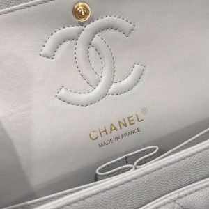 Túi Xách Nữ Hàng Hiệu Chanel Classic Màu Xám Khoá Vàng 23cm (2)