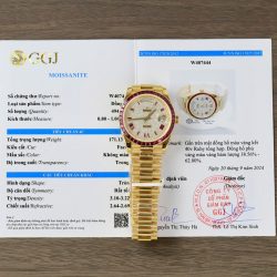 Đồng Hồ Rolex Day-Date Độ Ruby Đỏ + Kim Cương Moissanite Bọc Vàng Thật GMF 40mm (2)