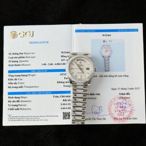 Đồng Hồ Rolex Day-Date Replica 11 Mặt Thiên Thạch Cọc Số + Dây Đính Kim Cương Moissanite 40mm (12)